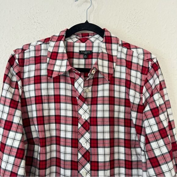 Talbots Classic Plaid Button Down Shirt Holiday NEW Plus Size 1X - Picture 5 of 9